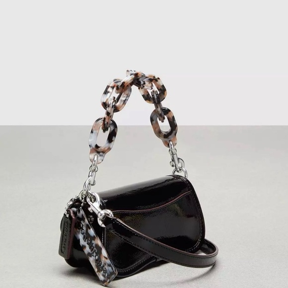 🖤Coach NWT Coachtopia Black Mini Wavy Dinky Bag in Crinkle Cut Leather - Picture 2 of 11